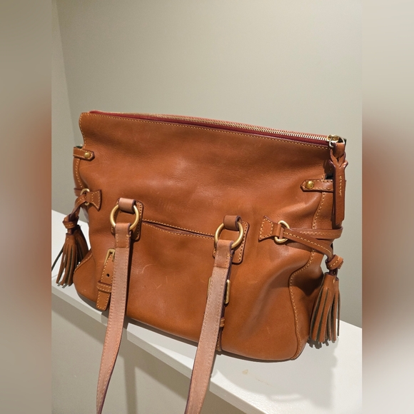 Dooney & Bourke Double Pocket Florentine Satchel - Natural - Picture 12 of 17